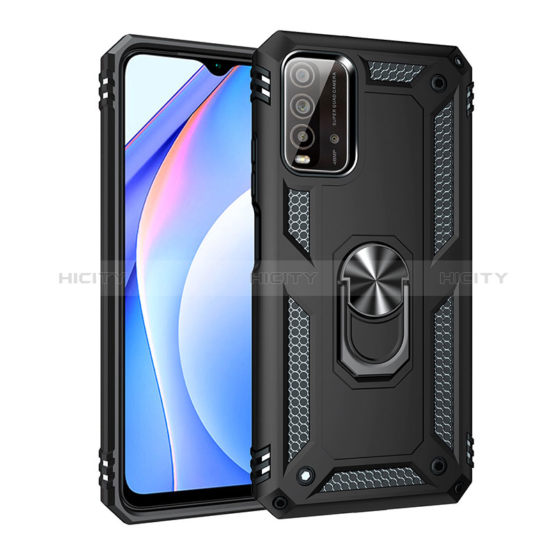 Coque Contour Silicone et Plastique Housse Etui Mat avec Magnetique Support Bague Anneau MQ3 pour Xiaomi Redmi 9 Power Plus