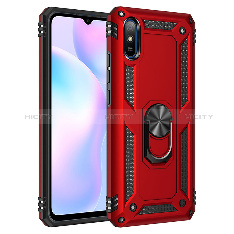 Coque Contour Silicone et Plastique Housse Etui Mat avec Magnetique Support Bague Anneau MQ3 pour Xiaomi Redmi 9A Plus