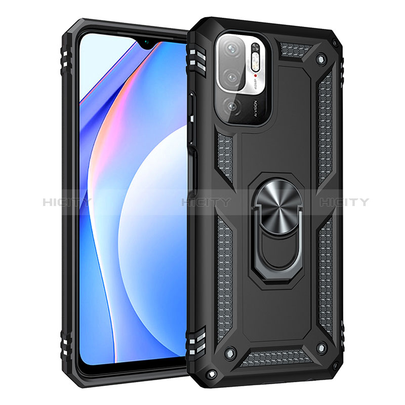 Coque Contour Silicone et Plastique Housse Etui Mat avec Magnetique Support Bague Anneau MQ3 pour Xiaomi Redmi Note 10 5G Plus