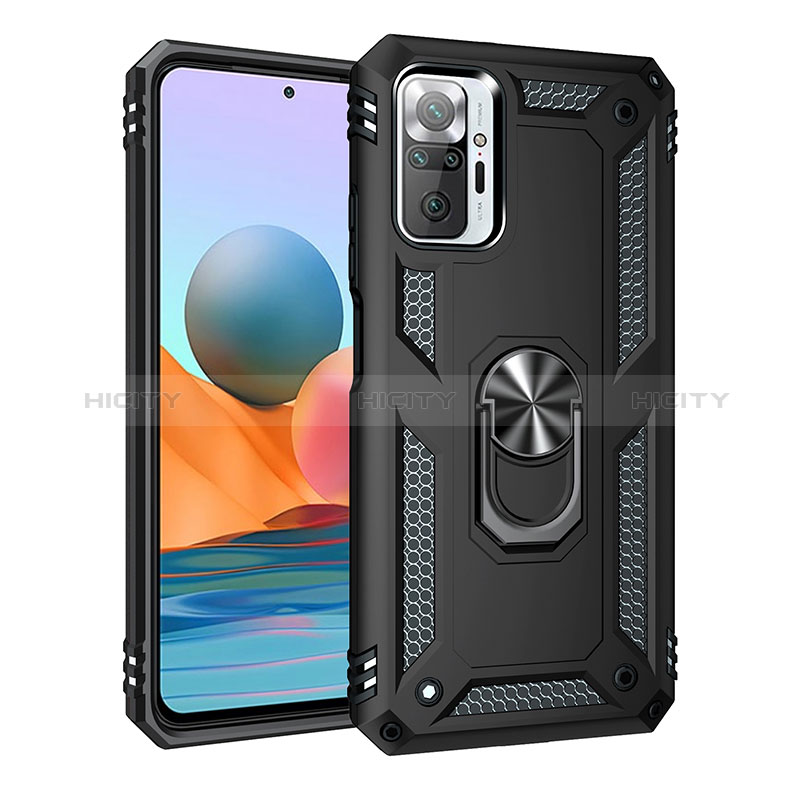 Coque Contour Silicone et Plastique Housse Etui Mat avec Magnetique Support Bague Anneau MQ3 pour Xiaomi Redmi Note 10 Pro Max Plus