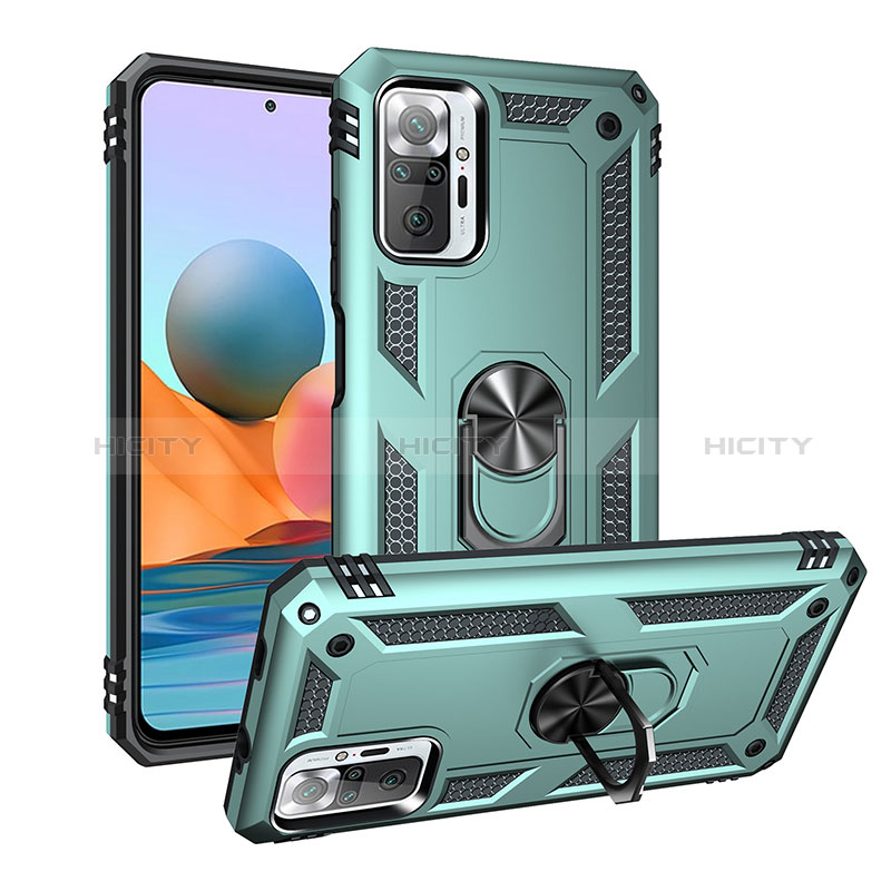 Coque Contour Silicone et Plastique Housse Etui Mat avec Magnetique Support Bague Anneau MQ3 pour Xiaomi Redmi Note 10 Pro Max Vert Plus