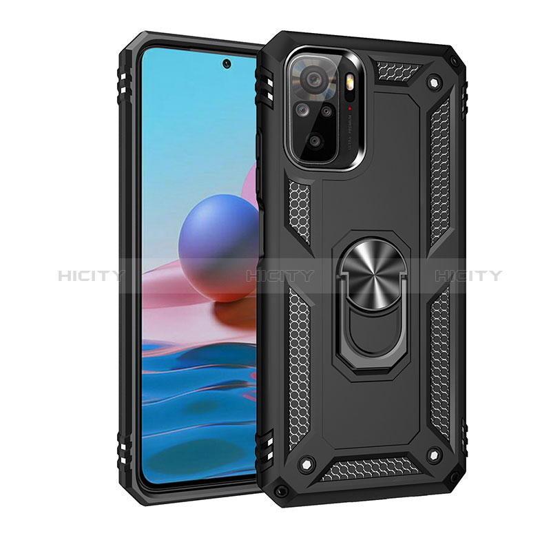 Coque Contour Silicone et Plastique Housse Etui Mat avec Magnetique Support Bague Anneau MQ3 pour Xiaomi Redmi Note 10S 4G Plus