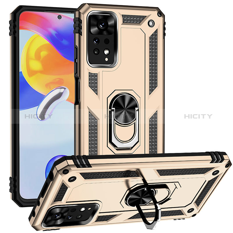 Coque Contour Silicone et Plastique Housse Etui Mat avec Magnetique Support Bague Anneau MQ3 pour Xiaomi Redmi Note 12 Pro 4G Or Plus