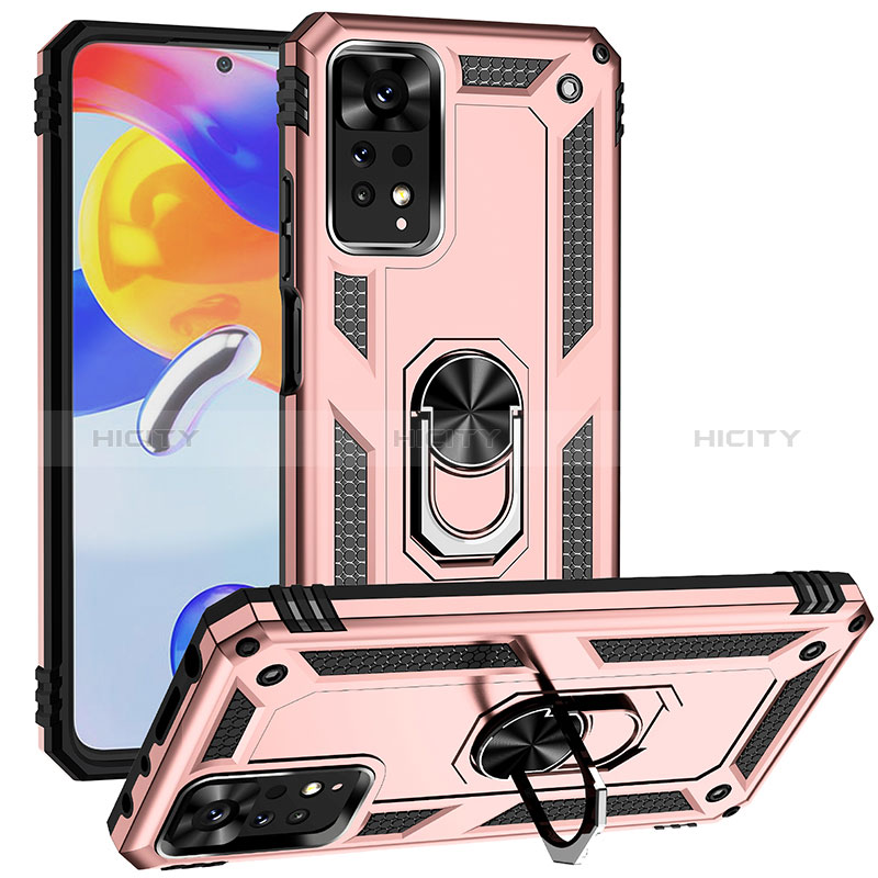 Coque Contour Silicone et Plastique Housse Etui Mat avec Magnetique Support Bague Anneau MQ3 pour Xiaomi Redmi Note 12 Pro 4G Or Rose Plus