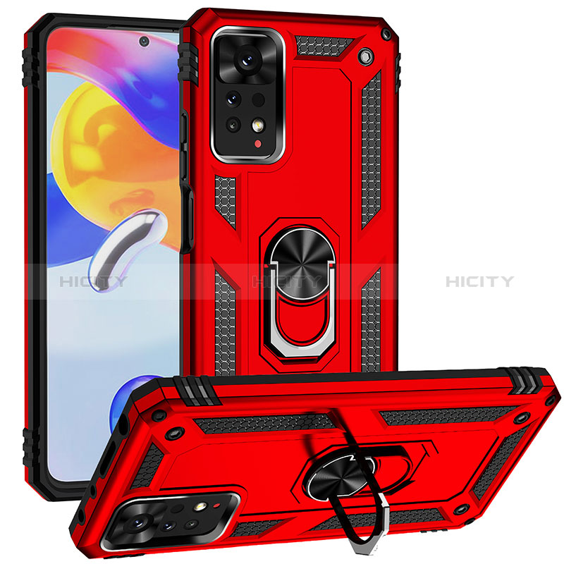 Coque Contour Silicone et Plastique Housse Etui Mat avec Magnetique Support Bague Anneau MQ3 pour Xiaomi Redmi Note 12 Pro 4G Rouge Plus