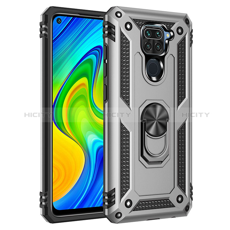 Coque Contour Silicone et Plastique Housse Etui Mat avec Magnetique Support Bague Anneau MQ3 pour Xiaomi Redmi Note 9 Argent Plus