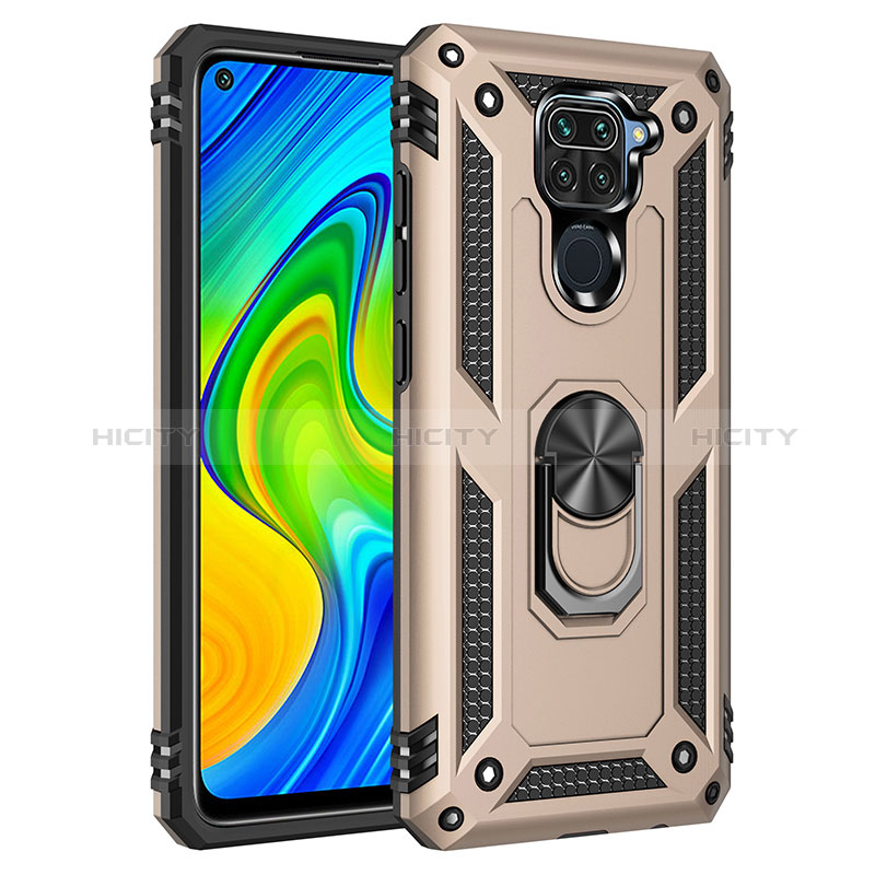 Coque Contour Silicone et Plastique Housse Etui Mat avec Magnetique Support Bague Anneau MQ3 pour Xiaomi Redmi Note 9 Or Plus