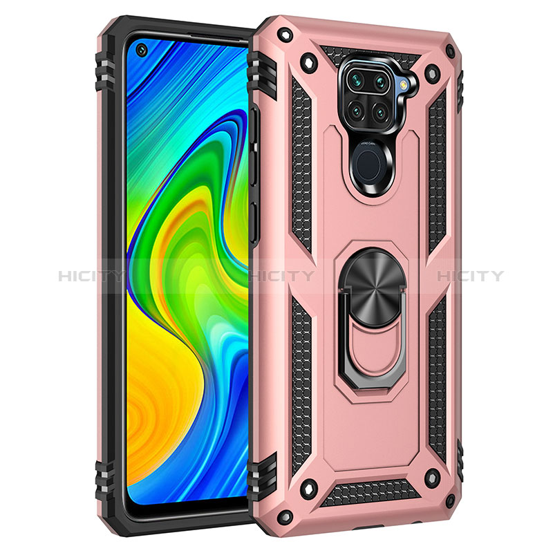 Coque Contour Silicone et Plastique Housse Etui Mat avec Magnetique Support Bague Anneau MQ3 pour Xiaomi Redmi Note 9 Or Rose Plus