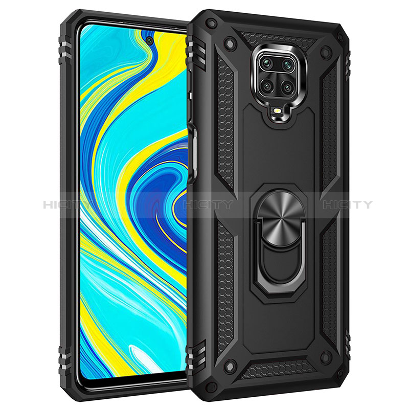 Coque Contour Silicone et Plastique Housse Etui Mat avec Magnetique Support Bague Anneau MQ3 pour Xiaomi Redmi Note 9S Noir Plus