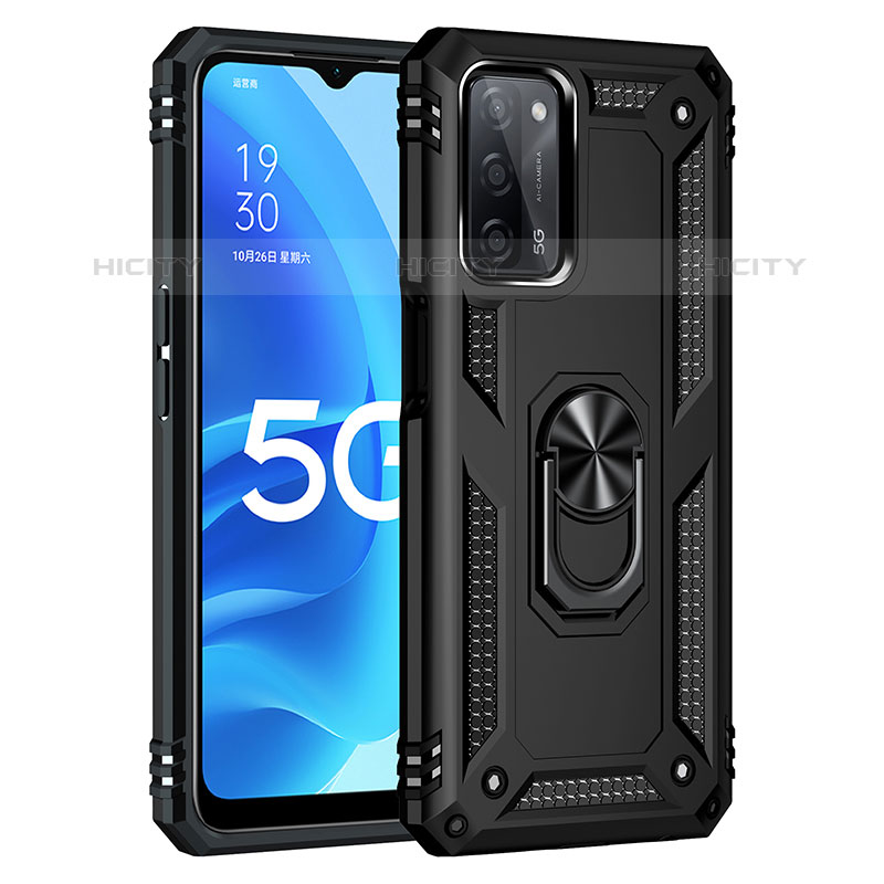 Coque Contour Silicone et Plastique Housse Etui Mat avec Magnetique Support Bague Anneau MQ4 pour Oppo A53s 5G Noir Plus