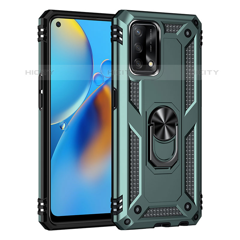 Coque Contour Silicone et Plastique Housse Etui Mat avec Magnetique Support Bague Anneau MQ4 pour Oppo A74 4G Vert Plus