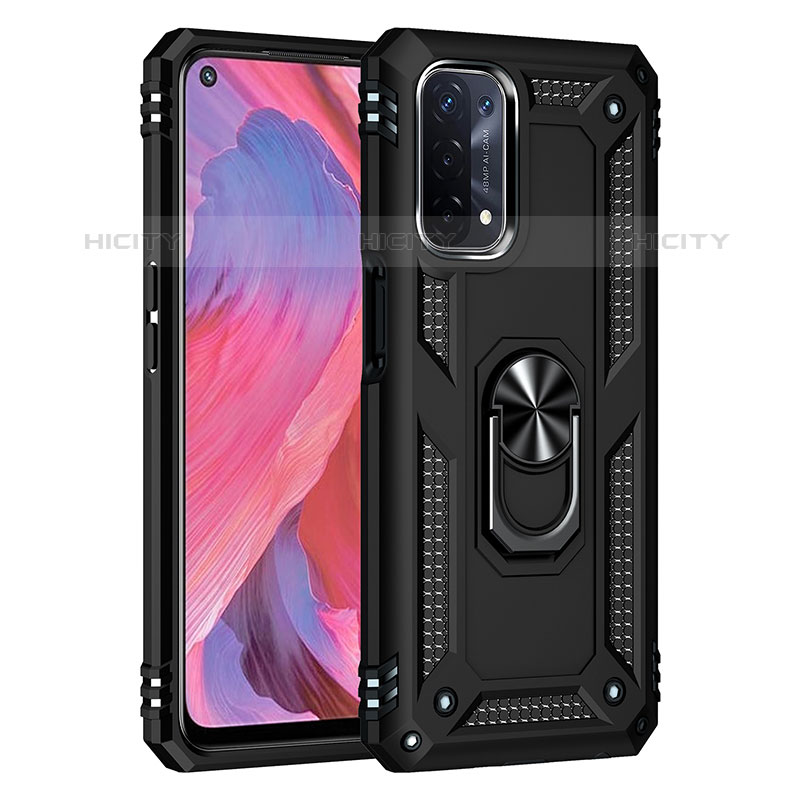 Coque Contour Silicone et Plastique Housse Etui Mat avec Magnetique Support Bague Anneau MQ4 pour Oppo A93 5G Noir Plus