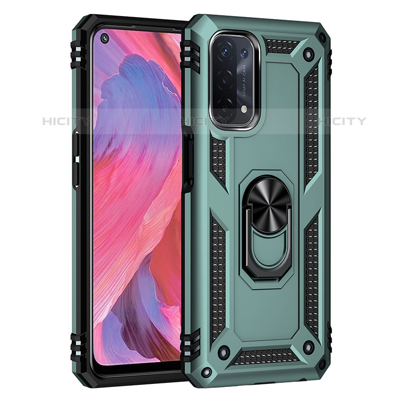 Coque Contour Silicone et Plastique Housse Etui Mat avec Magnetique Support Bague Anneau MQ4 pour Oppo A93 5G Vert Plus