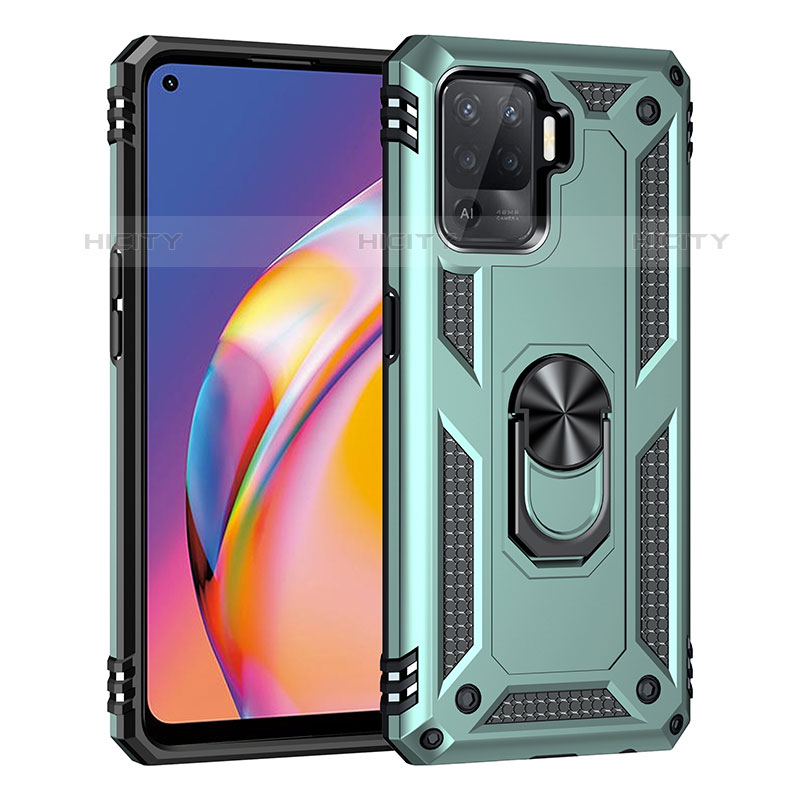 Coque Contour Silicone et Plastique Housse Etui Mat avec Magnetique Support Bague Anneau MQ4 pour Oppo A94 4G Vert Plus