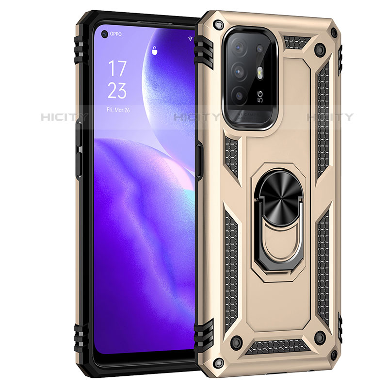 Coque Contour Silicone et Plastique Housse Etui Mat avec Magnetique Support Bague Anneau MQ4 pour Oppo A95 5G Or Plus