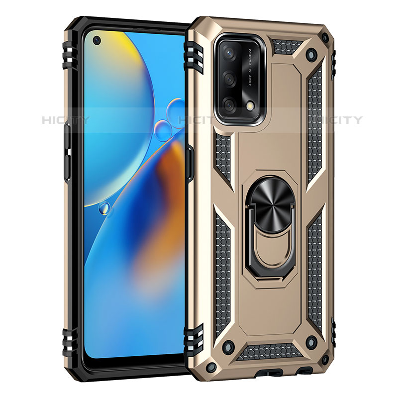 Coque Contour Silicone et Plastique Housse Etui Mat avec Magnetique Support Bague Anneau MQ4 pour Oppo Reno6 Lite Or Plus