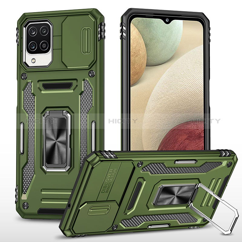 Coque Contour Silicone et Plastique Housse Etui Mat avec Magnetique Support Bague Anneau MQ4 pour Samsung Galaxy A12 Nacho Plus