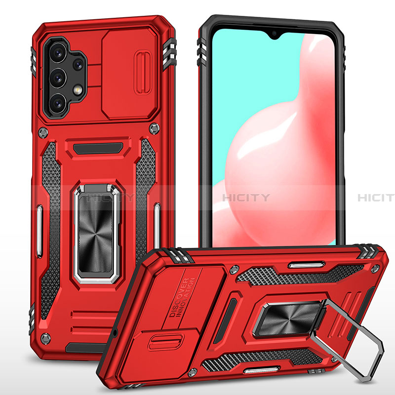 Coque Contour Silicone et Plastique Housse Etui Mat avec Magnetique Support Bague Anneau MQ4 pour Samsung Galaxy A32 4G Rouge Plus