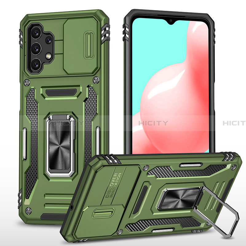 Coque Contour Silicone et Plastique Housse Etui Mat avec Magnetique Support Bague Anneau MQ4 pour Samsung Galaxy A32 4G Vert Plus