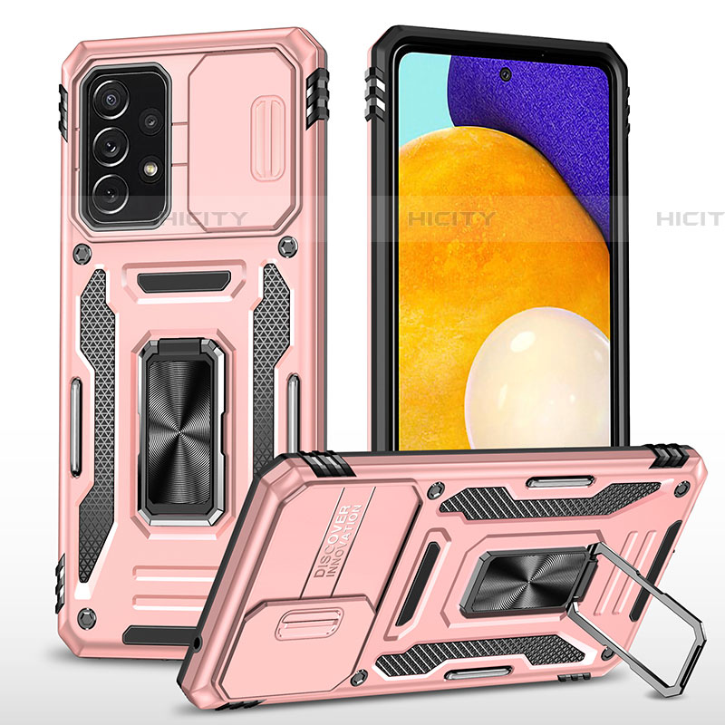 Coque Contour Silicone et Plastique Housse Etui Mat avec Magnetique Support Bague Anneau MQ4 pour Samsung Galaxy A52 4G Plus