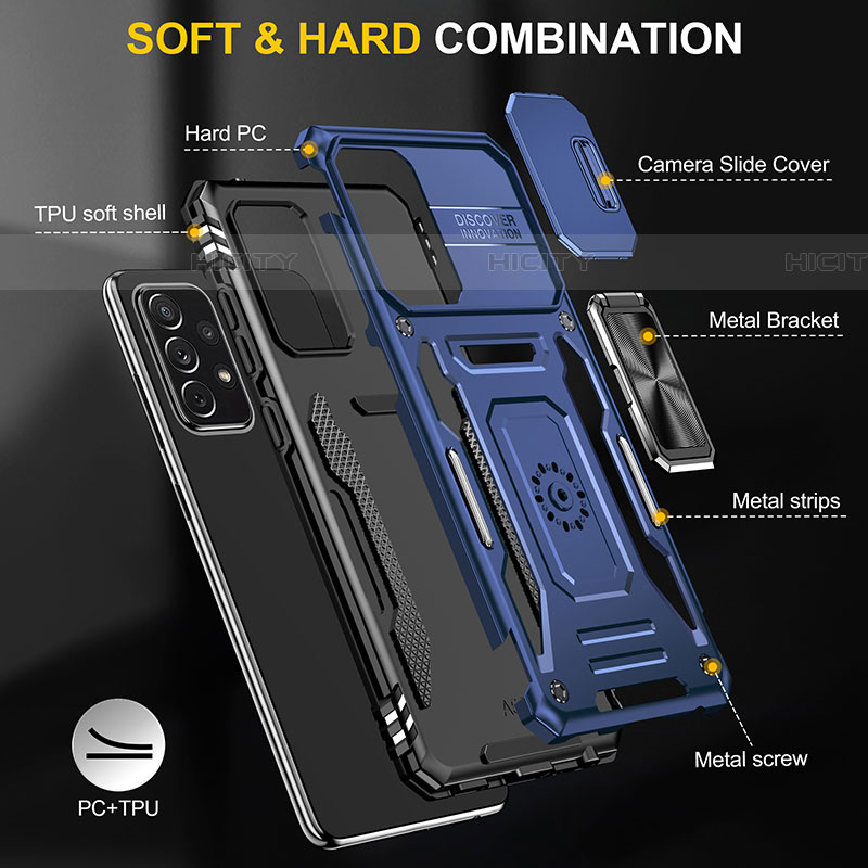Coque Contour Silicone et Plastique Housse Etui Mat avec Magnetique Support Bague Anneau MQ4 pour Samsung Galaxy A52 5G Plus