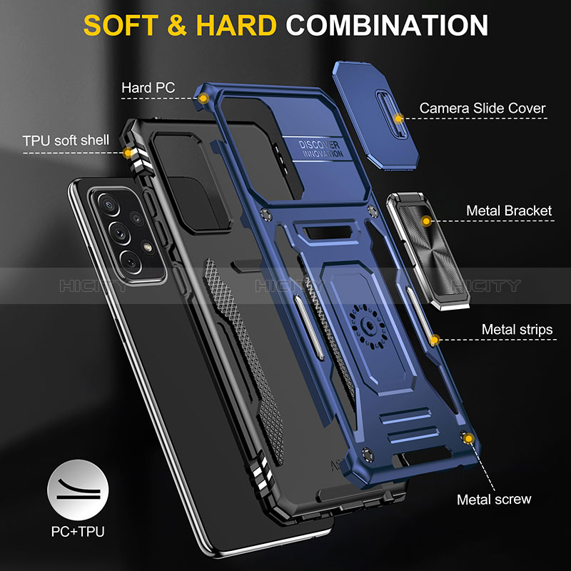 Coque Contour Silicone et Plastique Housse Etui Mat avec Magnetique Support Bague Anneau MQ4 pour Samsung Galaxy A52s 5G Plus