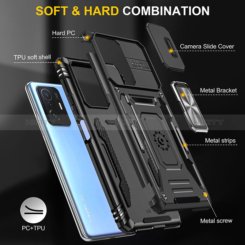 Coque Contour Silicone et Plastique Housse Etui Mat avec Magnetique Support Bague Anneau MQ4 pour Xiaomi Mi 11T 5G Plus