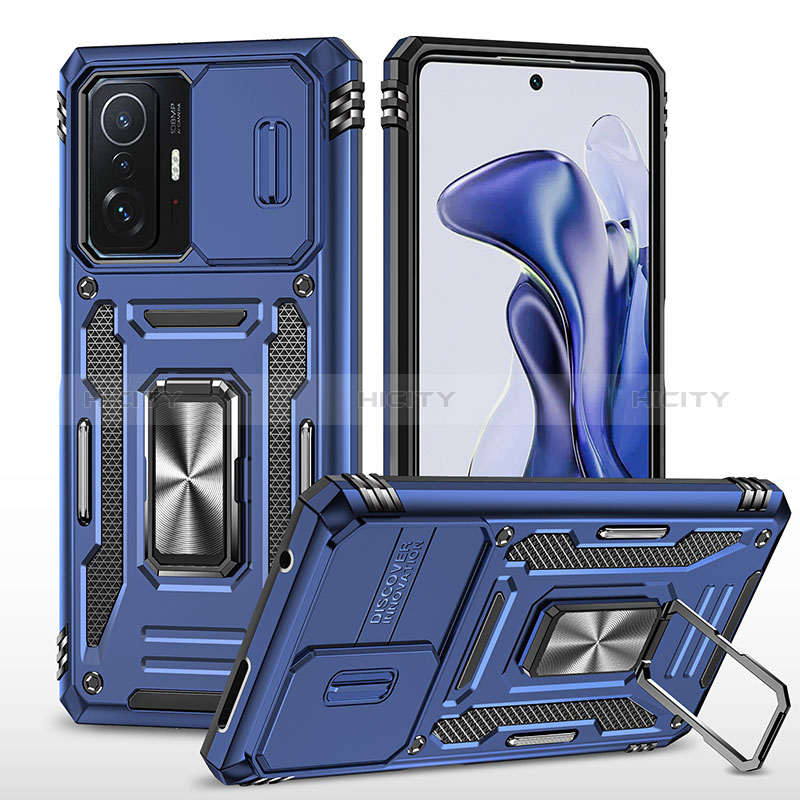 Coque Contour Silicone et Plastique Housse Etui Mat avec Magnetique Support Bague Anneau MQ4 pour Xiaomi Mi 11T 5G Plus