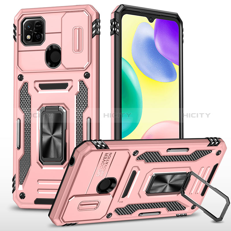 Coque Contour Silicone et Plastique Housse Etui Mat avec Magnetique Support Bague Anneau MQ4 pour Xiaomi POCO C3 Plus