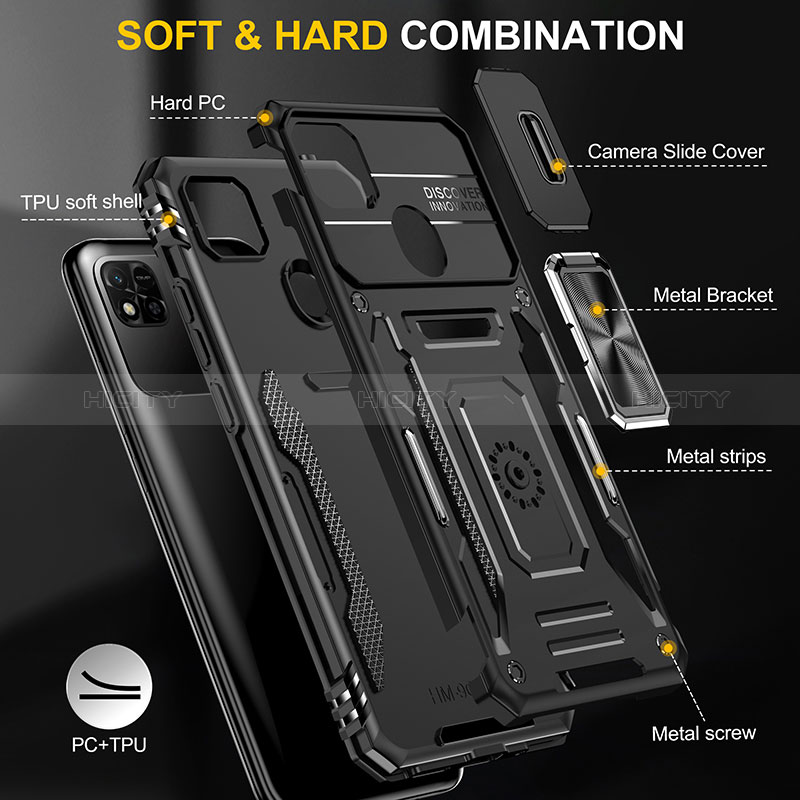 Coque Contour Silicone et Plastique Housse Etui Mat avec Magnetique Support Bague Anneau MQ4 pour Xiaomi POCO C31 Plus