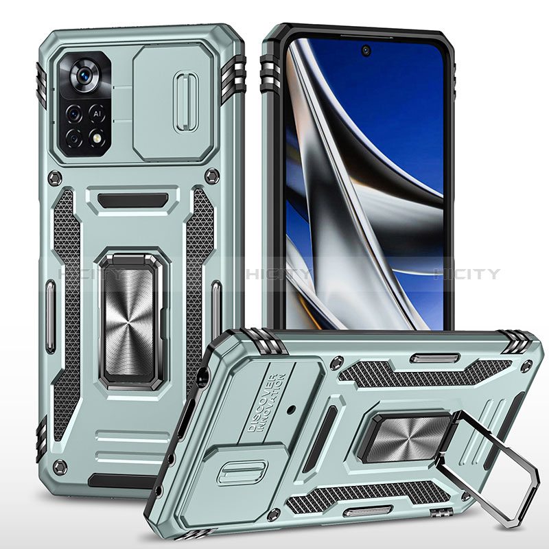 Coque Contour Silicone et Plastique Housse Etui Mat avec Magnetique Support Bague Anneau MQ4 pour Xiaomi Poco X4 Pro 5G Plus