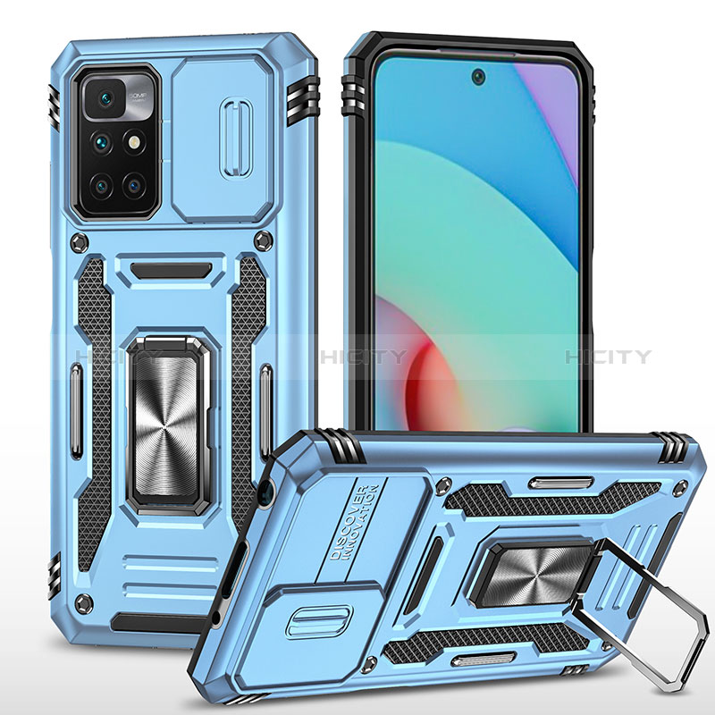 Coque Contour Silicone et Plastique Housse Etui Mat avec Magnetique Support Bague Anneau MQ4 pour Xiaomi Redmi 10 (2022) Plus