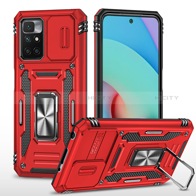 Coque Contour Silicone et Plastique Housse Etui Mat avec Magnetique Support Bague Anneau MQ4 pour Xiaomi Redmi 10 (2022) Plus