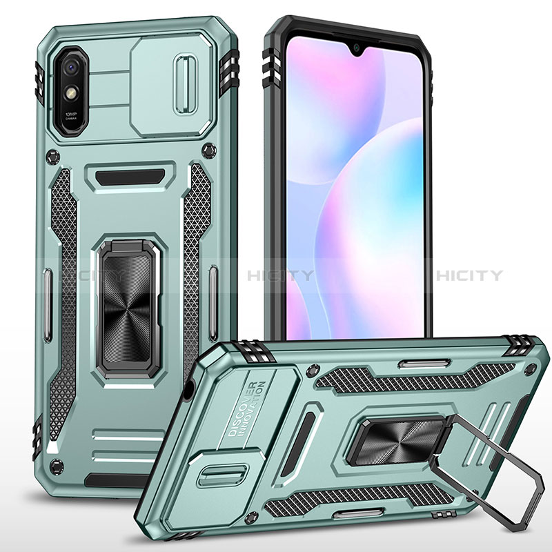 Coque Contour Silicone et Plastique Housse Etui Mat avec Magnetique Support Bague Anneau MQ4 pour Xiaomi Redmi 9A Plus