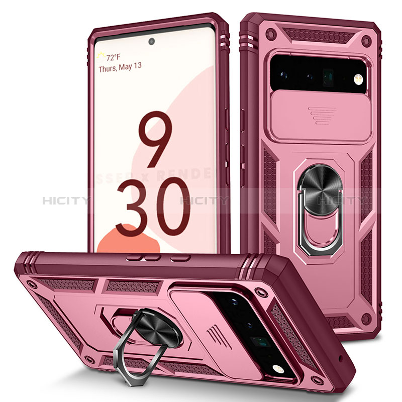 Coque Contour Silicone et Plastique Housse Etui Mat avec Magnetique Support Bague Anneau MQ5 pour Google Pixel 6 Pro 5G Plus