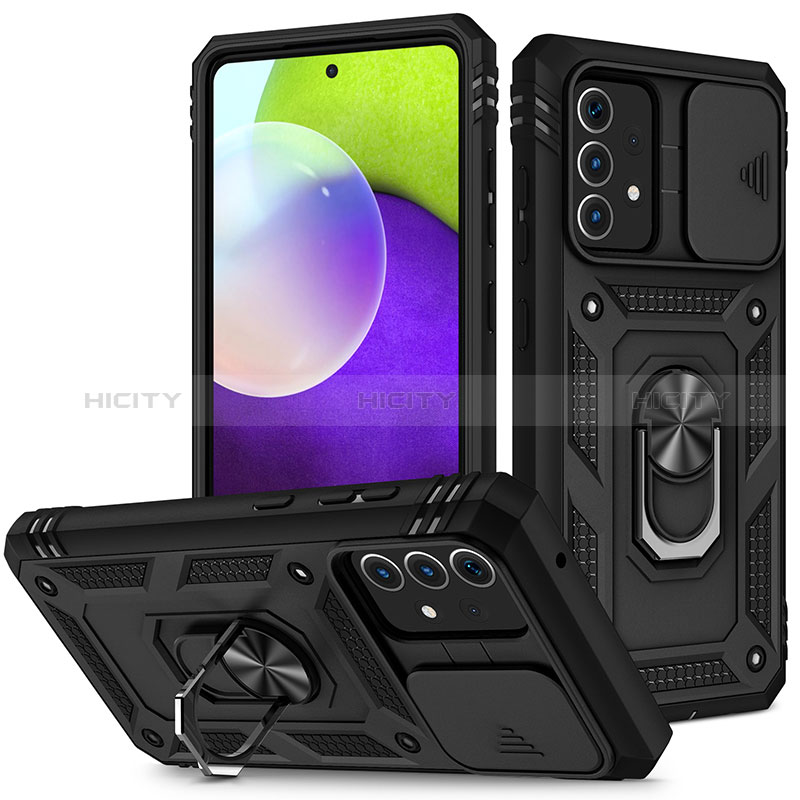 Coque Contour Silicone et Plastique Housse Etui Mat avec Magnetique Support Bague Anneau MQ5 pour Samsung Galaxy A52s 5G Noir Plus