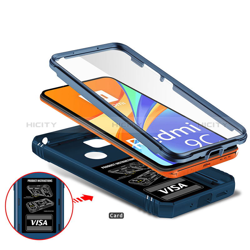 Coque Contour Silicone et Plastique Housse Etui Mat avec Magnetique Support Bague Anneau MQ5 pour Xiaomi Redmi 9C NFC Plus