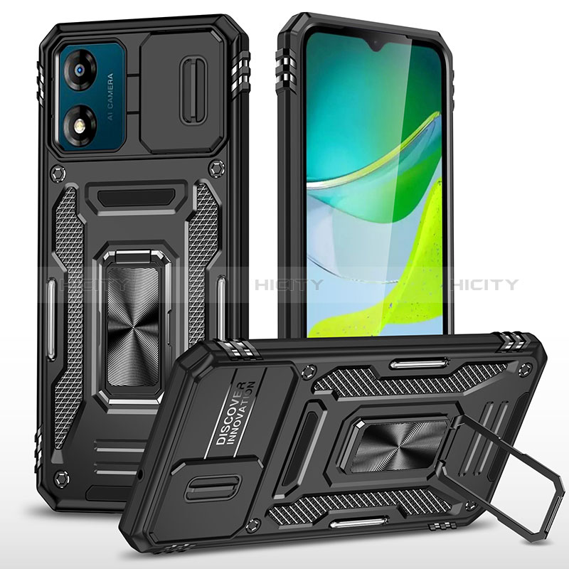 Coque Contour Silicone et Plastique Housse Etui Mat avec Magnetique Support Bague Anneau MQ6 pour Motorola Moto E13 Plus