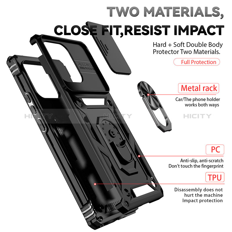 Coque Contour Silicone et Plastique Housse Etui Mat avec Magnetique Support Bague Anneau MQ6 pour Motorola Moto Edge Plus (2023) 5G Plus