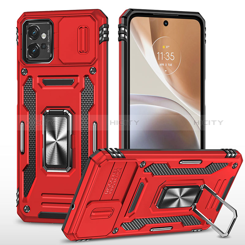 Coque Contour Silicone et Plastique Housse Etui Mat avec Magnetique Support Bague Anneau MQ6 pour Motorola Moto G32 Plus