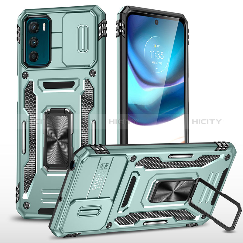 Coque Contour Silicone et Plastique Housse Etui Mat avec Magnetique Support Bague Anneau MQ6 pour Motorola Moto G42 Plus