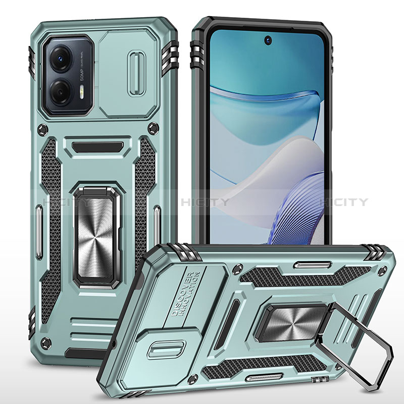 Coque Contour Silicone et Plastique Housse Etui Mat avec Magnetique Support Bague Anneau MQ6 pour Motorola Moto G53 5G Plus