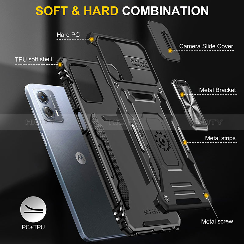 Coque Contour Silicone et Plastique Housse Etui Mat avec Magnetique Support Bague Anneau MQ6 pour Motorola Moto G53y 5G Plus