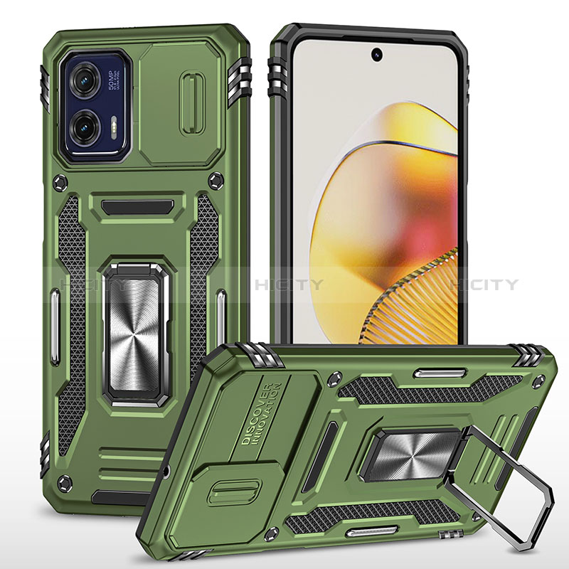 Coque Contour Silicone et Plastique Housse Etui Mat avec Magnetique Support Bague Anneau MQ6 pour Motorola Moto G73 5G Plus