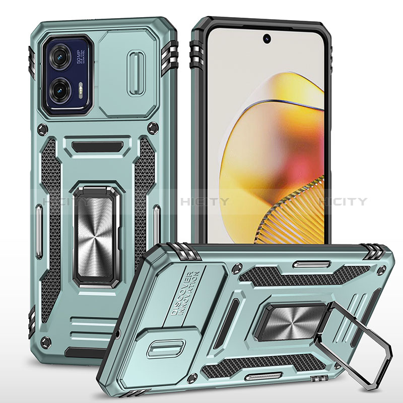 Coque Contour Silicone et Plastique Housse Etui Mat avec Magnetique Support Bague Anneau MQ6 pour Motorola Moto G73 5G Plus