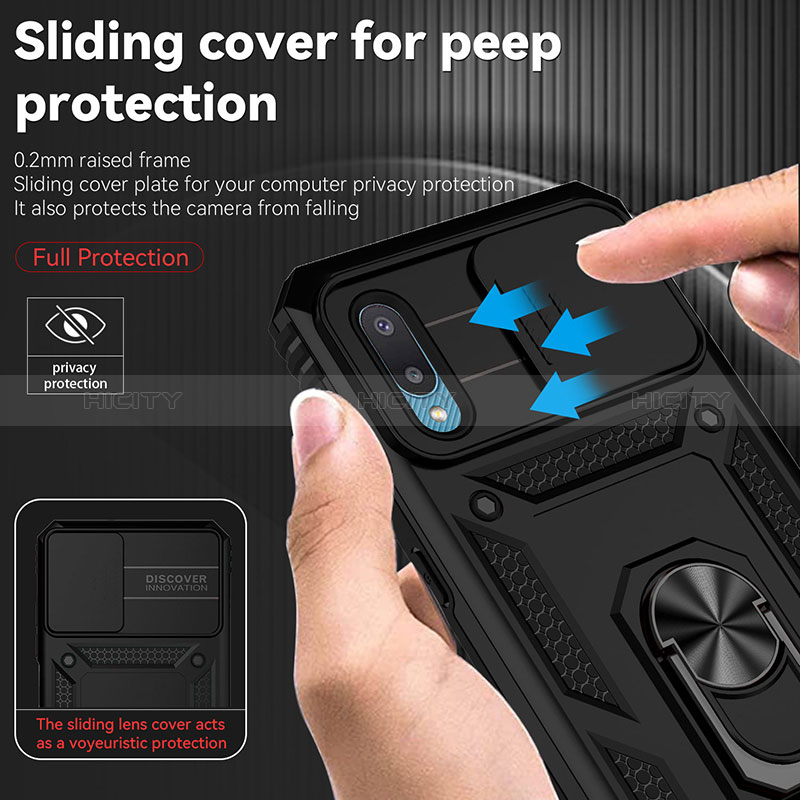 Coque Contour Silicone et Plastique Housse Etui Mat avec Magnetique Support Bague Anneau MQ6 pour Samsung Galaxy A02 Plus