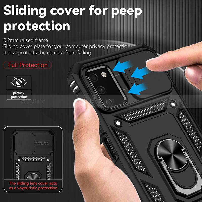 Coque Contour Silicone et Plastique Housse Etui Mat avec Magnetique Support Bague Anneau MQ6 pour Samsung Galaxy A02s Plus