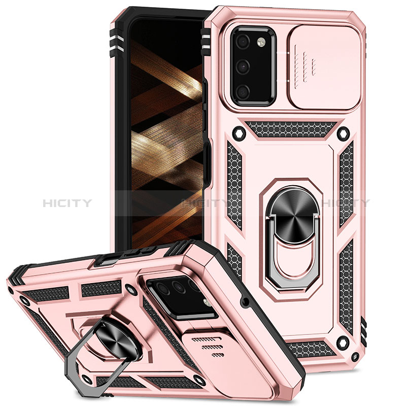 Coque Contour Silicone et Plastique Housse Etui Mat avec Magnetique Support Bague Anneau MQ6 pour Samsung Galaxy A02s Plus