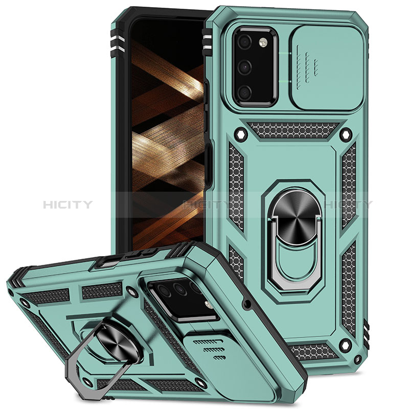 Coque Contour Silicone et Plastique Housse Etui Mat avec Magnetique Support Bague Anneau MQ6 pour Samsung Galaxy A02s Vert Plus