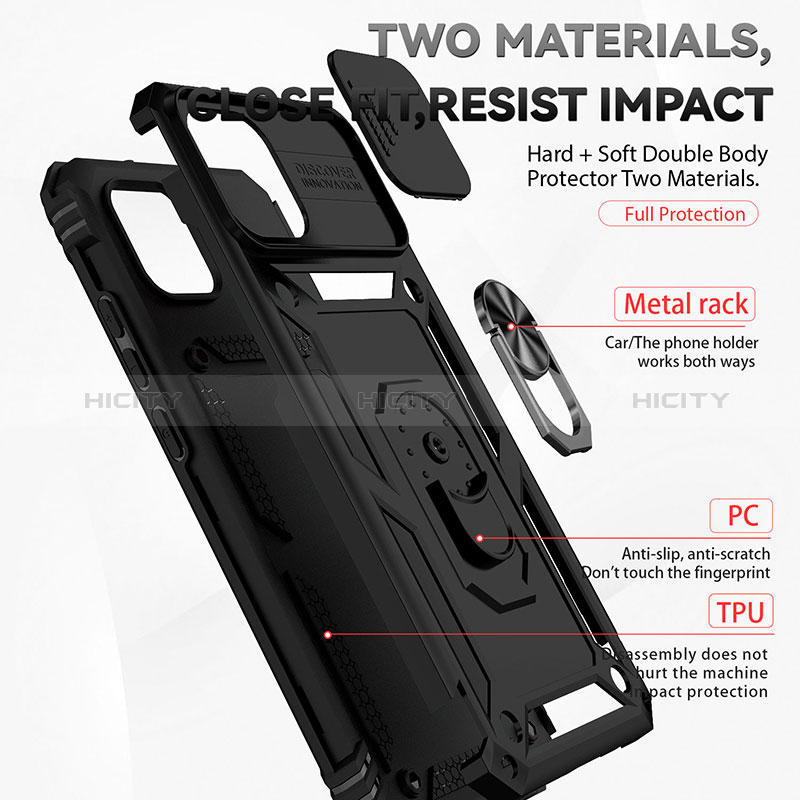 Coque Contour Silicone et Plastique Housse Etui Mat avec Magnetique Support Bague Anneau MQ6 pour Samsung Galaxy A03 Plus